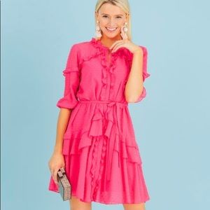 Saloni Pink Tilly Ruffle Dress